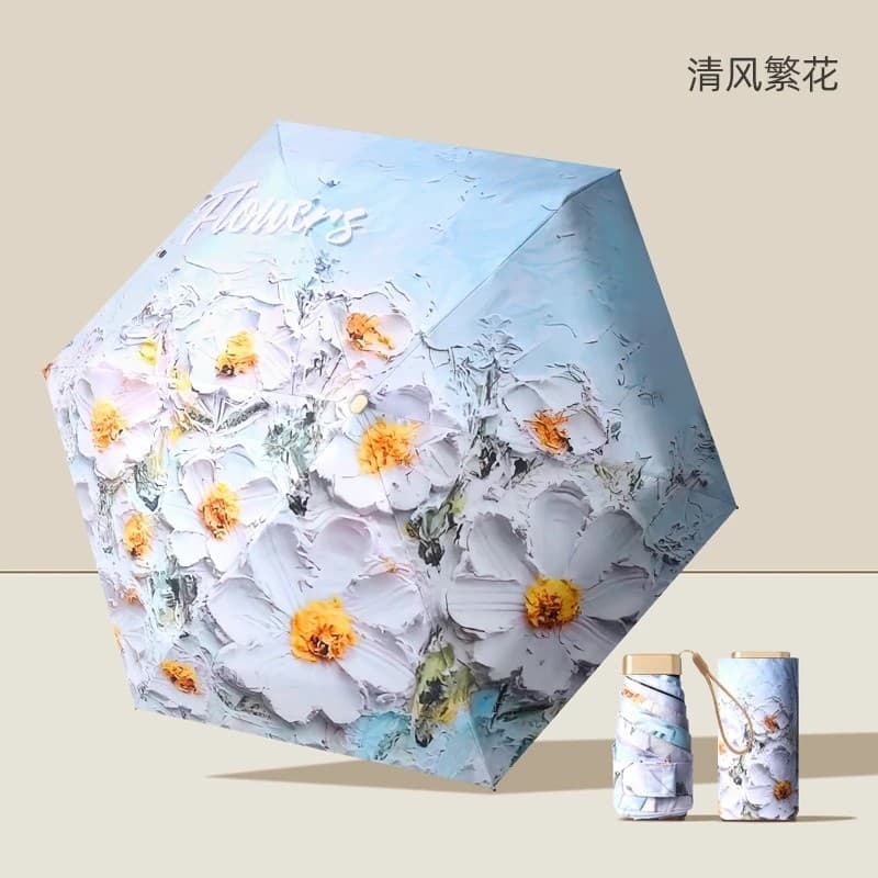 Guarda-sol pequeno portátil feminino protetor solar Anti-ultravioleta guarda-sol cinco dobrável Mini bolso guarda-chuva