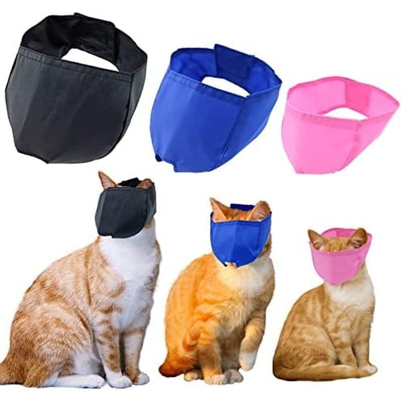 3 Peças Focinhos De Gato De Malha Respirável S/M/L Anti Mordida Para Aparar Unhas