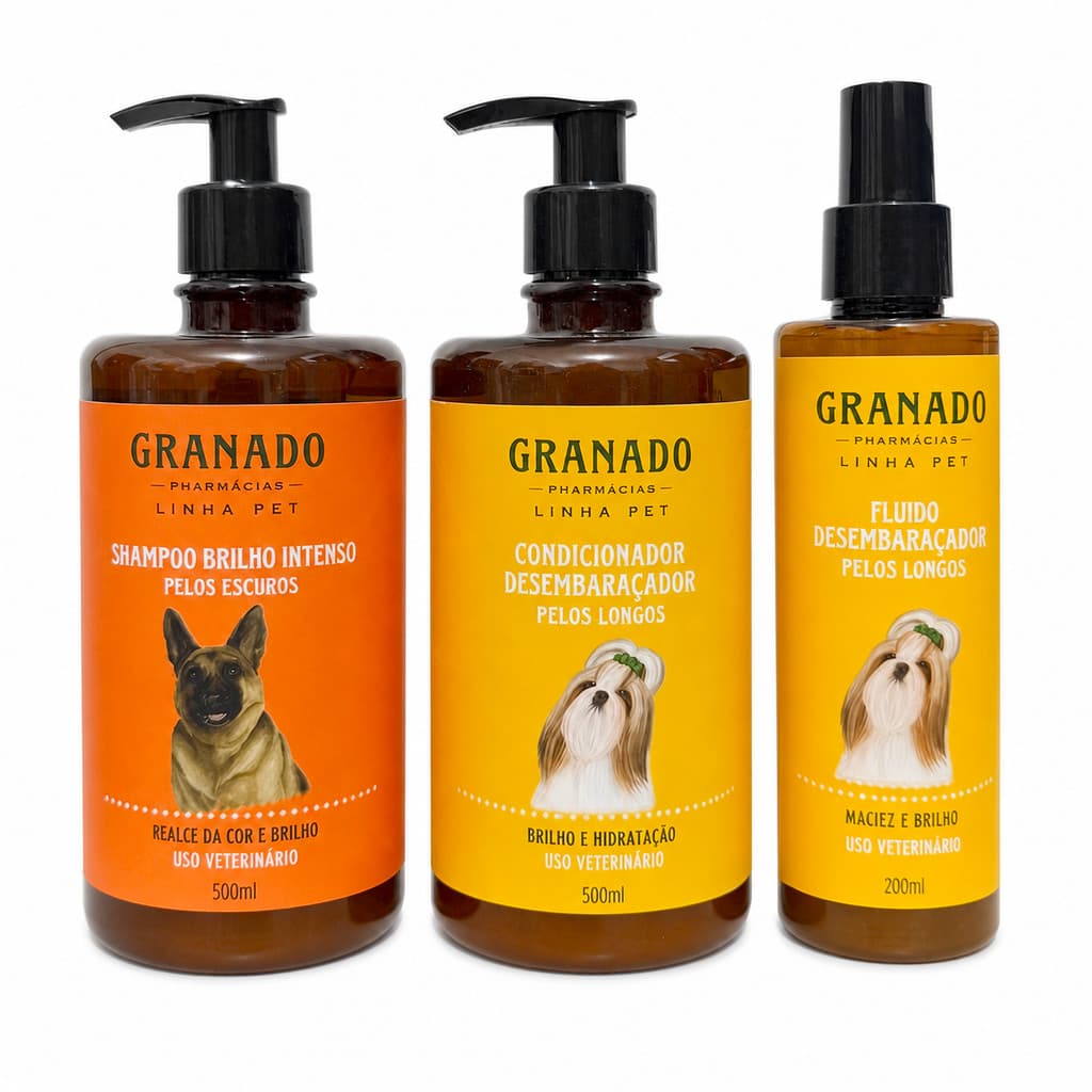 Shampoo Pet Pelos Escuros Condicionador E Fluido Desembaraçador