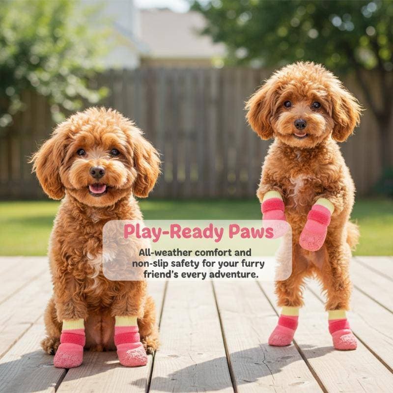 [BANY] 4 Unidades De Sapatos Antiderrapantes Para Cães Botas De Malha Ajustáveis Cachorros Respiráveis Anti-Sujeira Viag