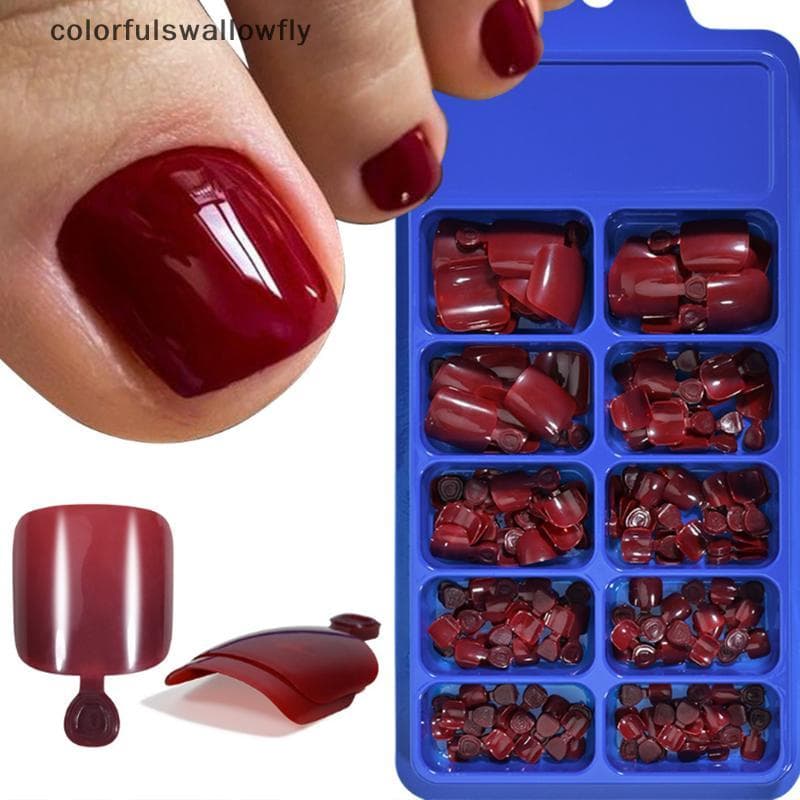 CSF 100 Peças De Unhas Prensadas Nos Pés , Falsas Quadradas De Cor Sólida , Ferramenta De Manicure