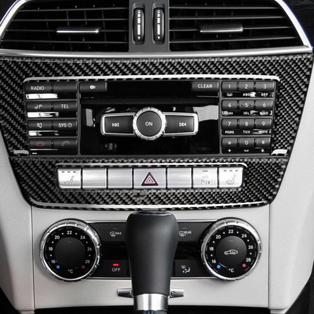 3clife-BR Console de carro de fibra de carbono painel de controle central capa guarnição para Mercedes Benz W204