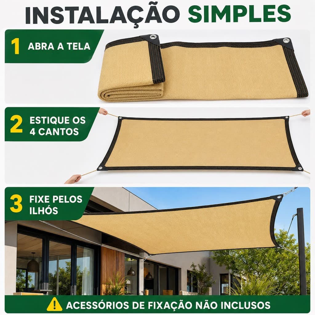 TELA SOMBRITE 90% 2 x 3 m – MAIS SOMBRA E CONFORTO PARA ÁREAS EXTERNAS