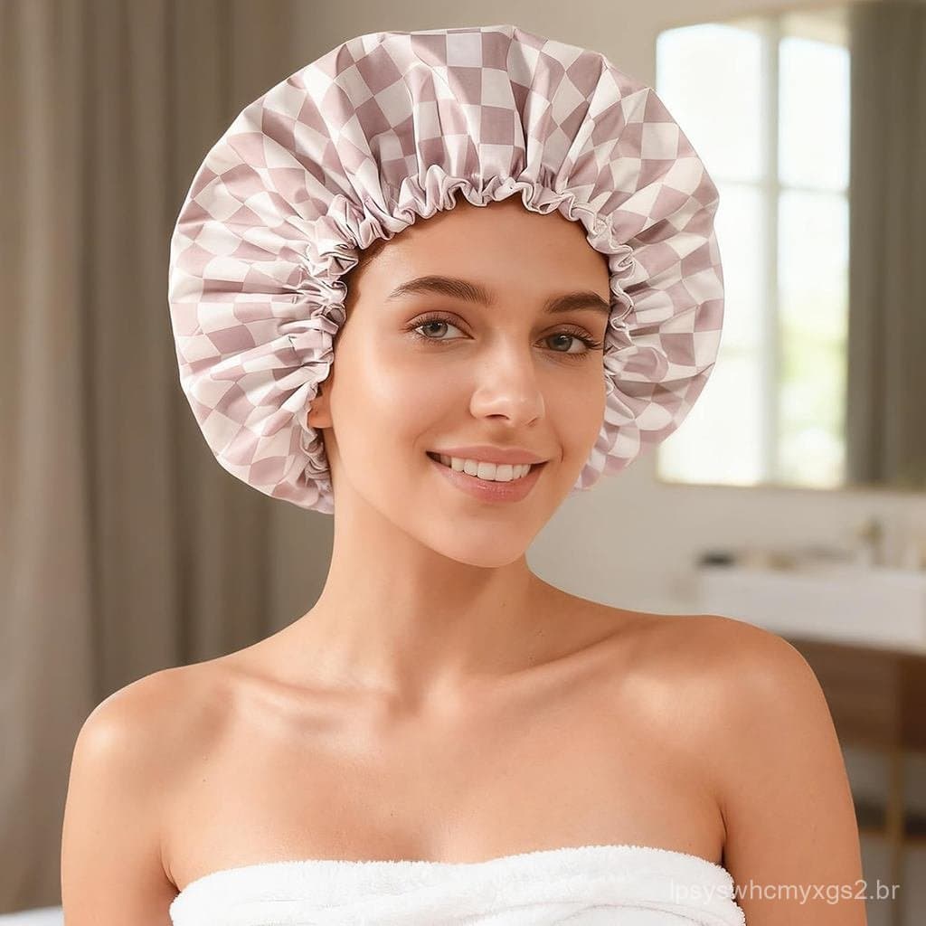 Toucas de Banho Reutilizáveis e Impermeáveis para Mulheres, Touca de Banho Grande e Larga para Mulheres e Homens, Ajustá