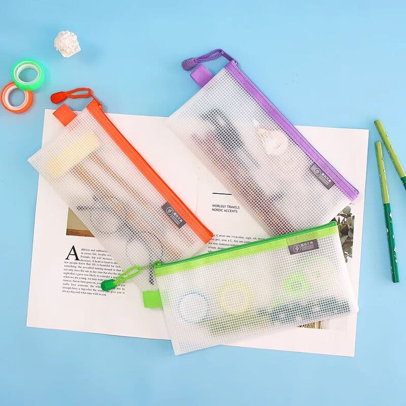 Estojo de lápis EVA Fosco Bolsa de papelaria Estojo de malha transparente Bolsa de papelaria de Nylon Menino Bolsa de lá