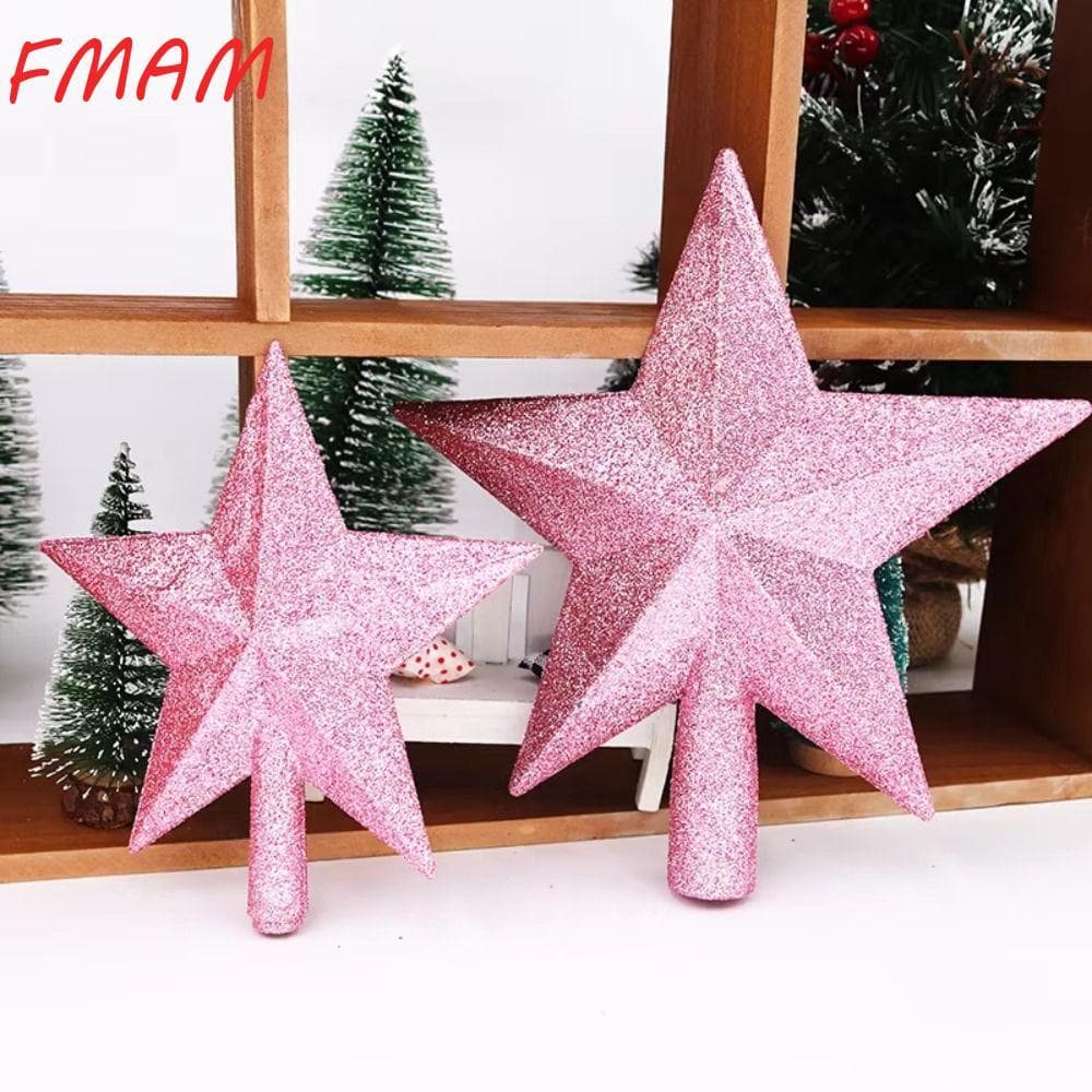 FMAM Decorações De Feliz Natal , Tamanho 15/20 Cm Em Pó De Ouro Brilhante Estrela Superior Da Árvore De Metal