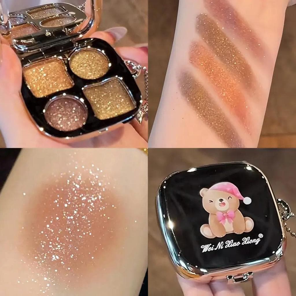 Paleta de sombras de quatro cores genuína do Ursinho Pooh Novo estilo Maquiagem leve diária Influenciador de cores da te