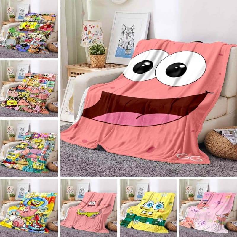 Cobertor De Lã Bob Esponja Personalizado Com Nome , Microfibra Ultramacio , Presente Para Chá De Bebê E Aniversário