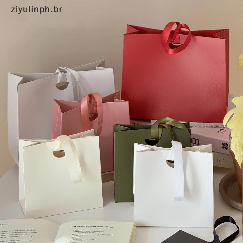 ziyulinph Bolsa De Presente De Papel Fashion Com Alça De Fita Para Festa De Casamento , Aniversário , Embalagem De Luxo