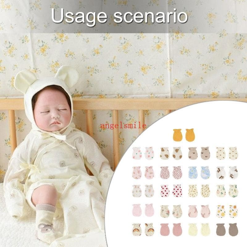 Ace 2 Peças Capas De Mão Para Bebês , Tecido Respirável De Algodão , Resistente A Arranhões , Luvas De Design , Mangas D