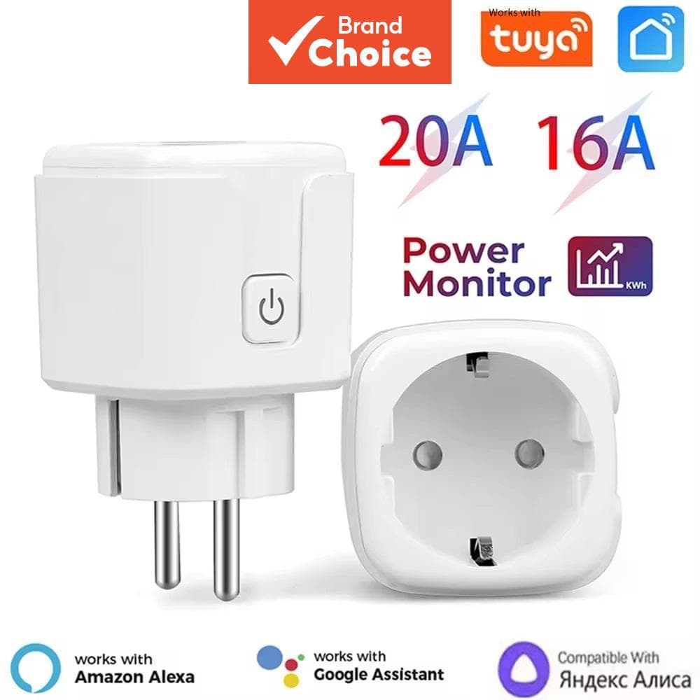 Tomada Inteligente AXUS EU WiFi 16A/20A Controle por Voz Monitoramento de Energia Temporizador Compatível com Tuya Smart