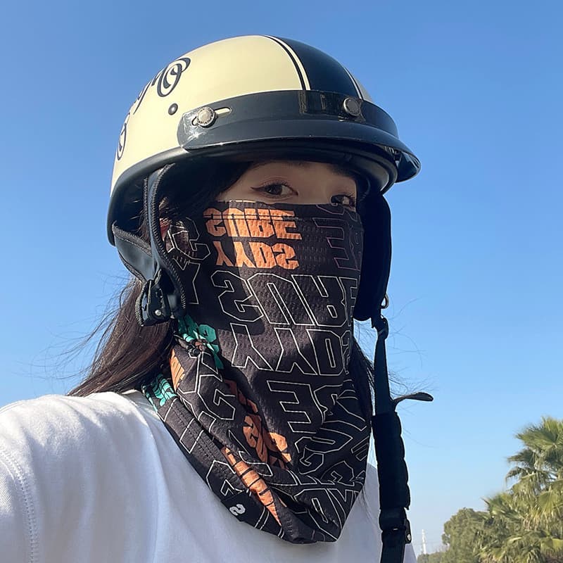 Rosto cheio protetor solar máscara feminina verão equitação pescoço proteção pendurado orelhas de seda gelo babador capa