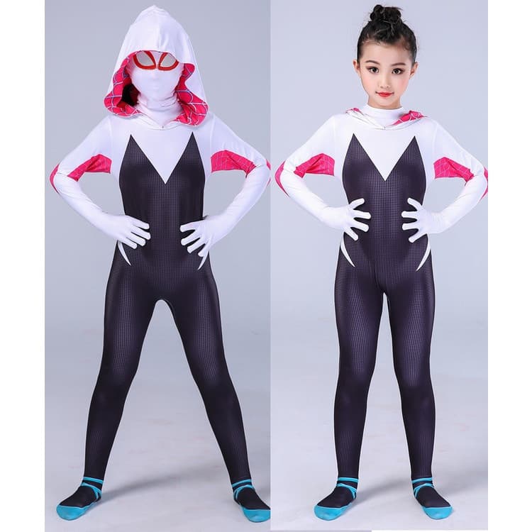 Fantasia Infantil da Gwen Stacy do Homem-Aranha, Macacão Divertido para Meninas no Carnaval de Halloween XVOF