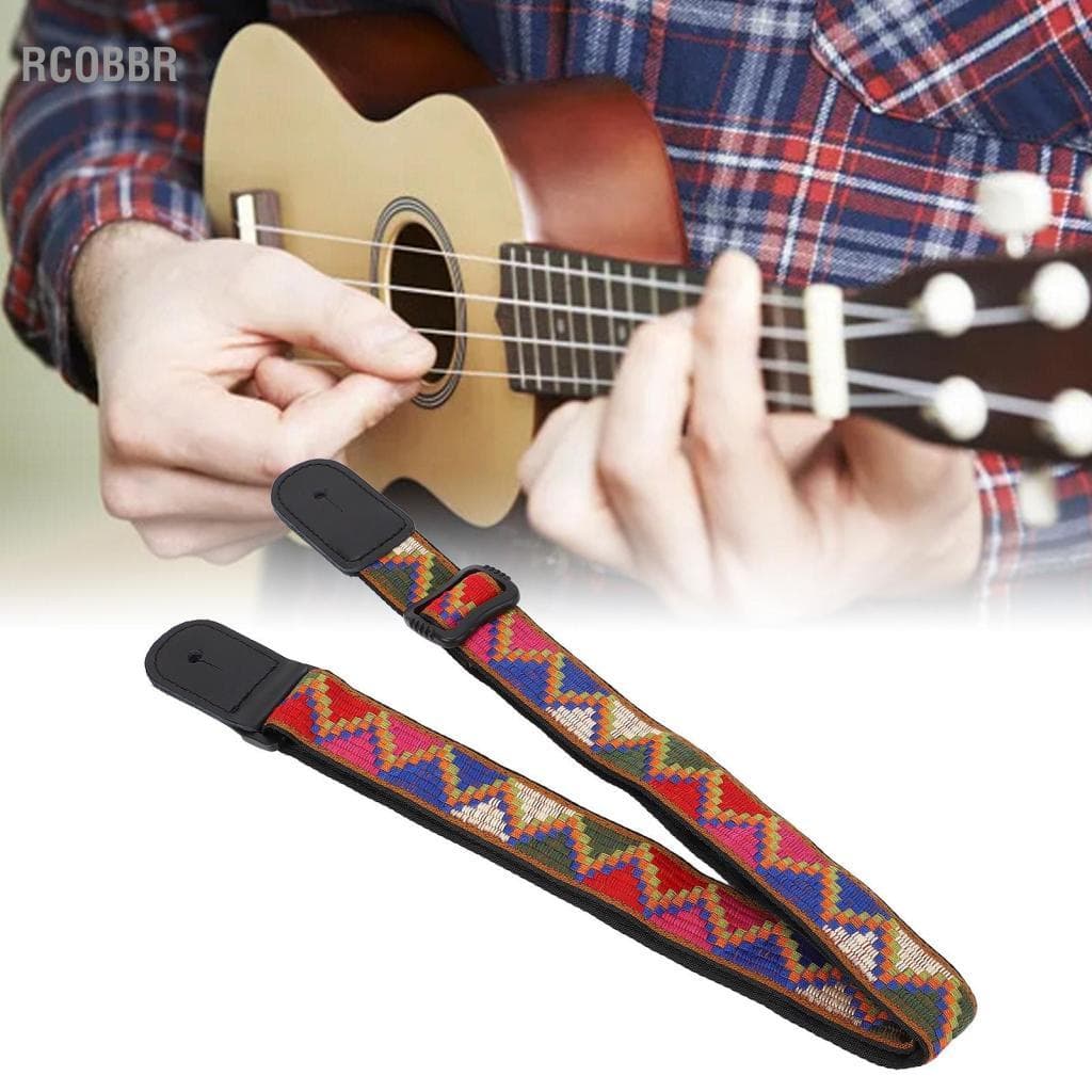Rcobbr Alça de ukulele atraente design boêmio ombro uke com textura de nylon tecido ajustável de 27,6 a 48 pol. de