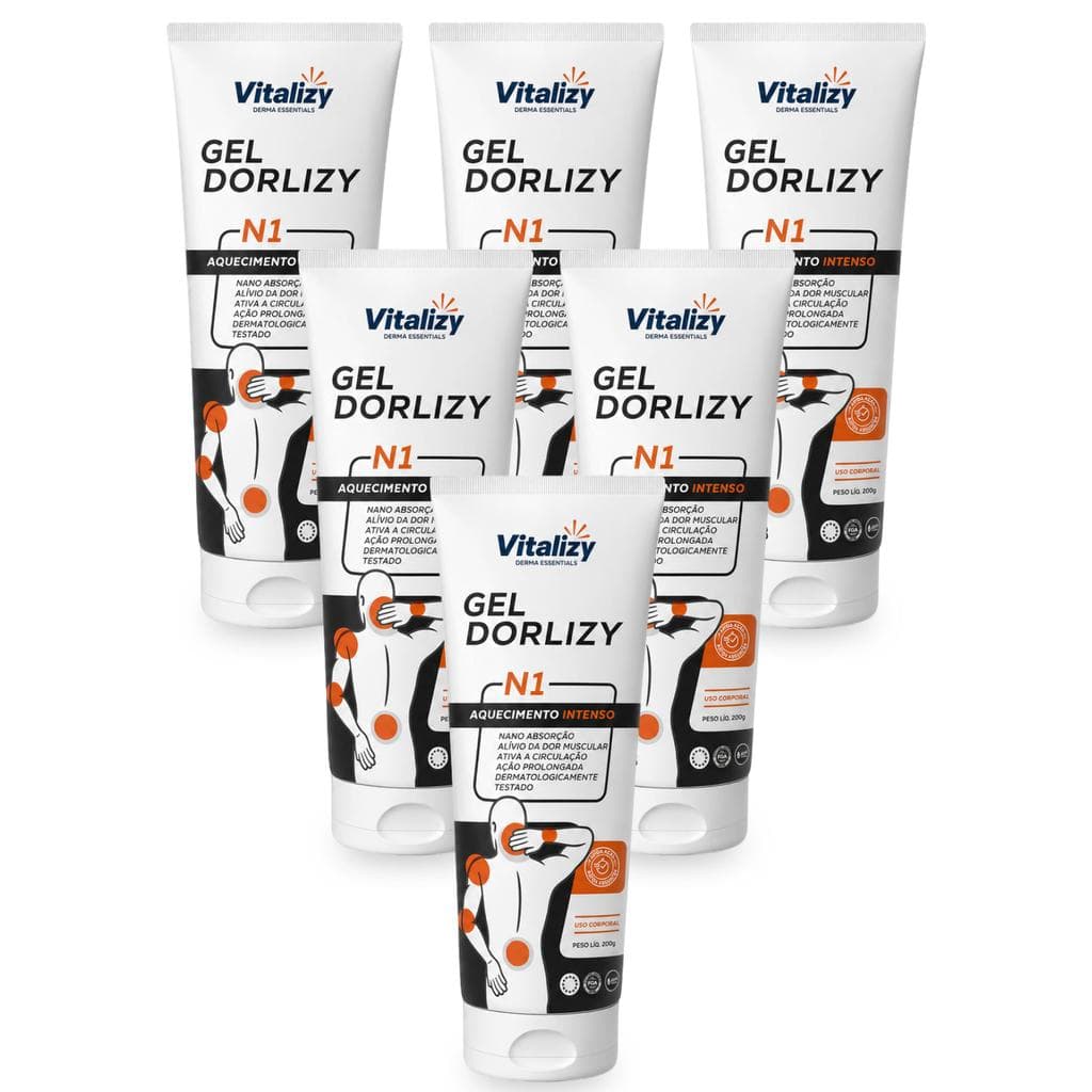 Kit 6x200g Gel Massageador Extra Forte Efeito Aquecedor Alívio Muscular Arnica Mentol Canfora Salicilato Metila Vitalizy