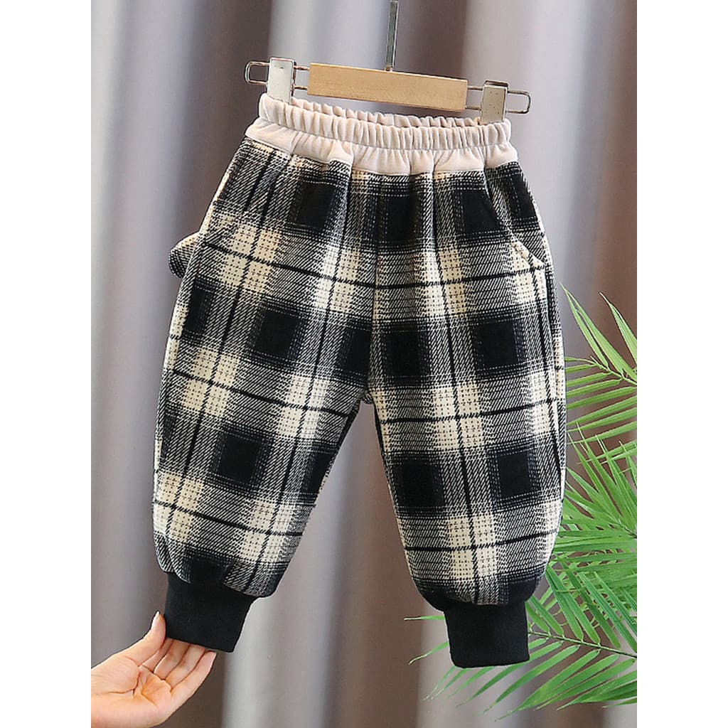 Meninos meninas outono inverno calças de lã dos desenhos animados do bebê roupas de inverno quente grosso Sweatpants do