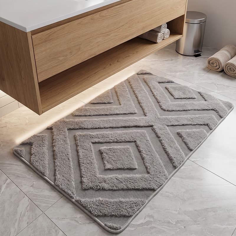 [Novo produto] Novo produto tapete flocado grande diamante Jacquard porta de entrada tapete quarto cabeceira pé tapete b