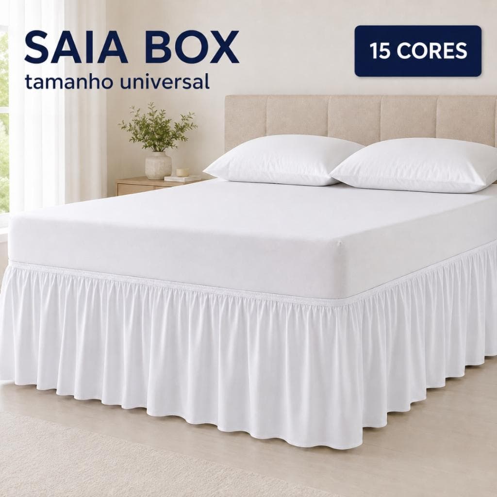 Saia Para Cama Box Casal Padrão e Queen com Elástico em Toda Volta Babado 30 cm 15 Cores Protetor de Box
