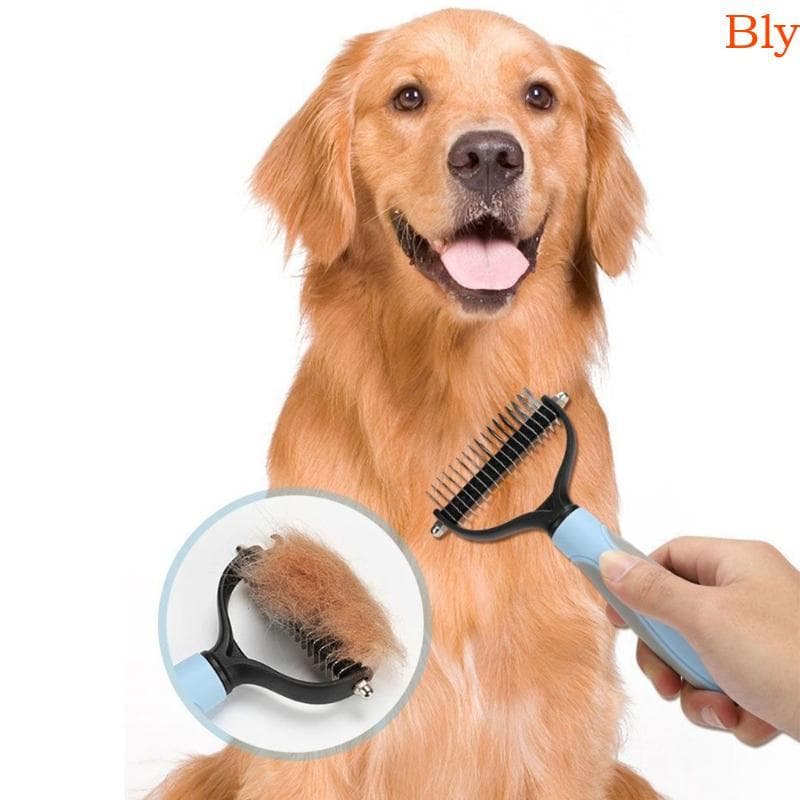 Bly Escova Dupla Face Para Cuidados Animais Estimação, Pente Aço Inoxidável Cães E Gatos Dentes Largos Densos