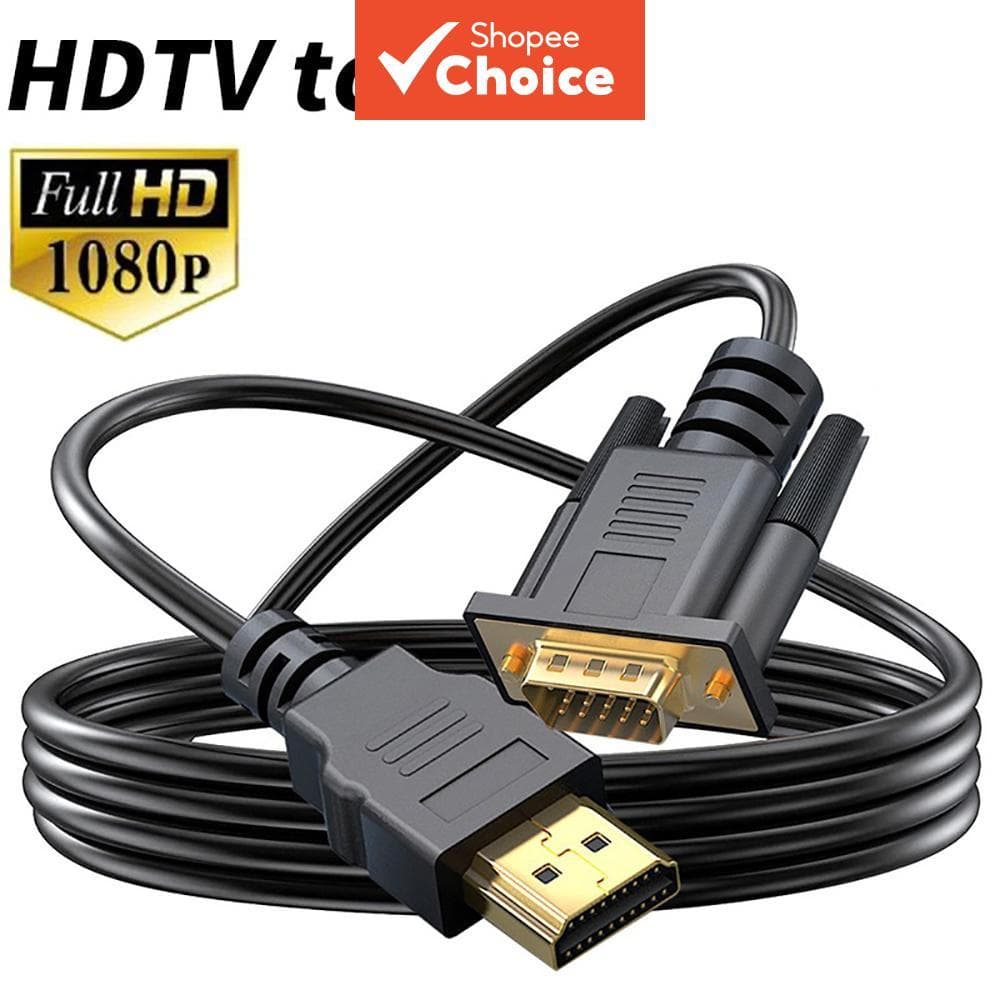 Cabo HDMI para VGA macho para macho 1080P 60Hz Cabo compatível com HDMI para adaptador VGA digital para analógico para