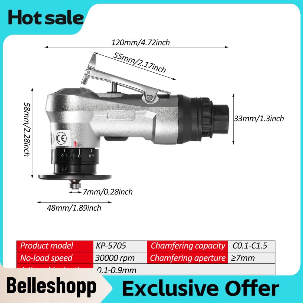 belleshopp-br KP-5705 Mini Máquina de chanfrar pneumática 45 graus Arc Burr Trimmer Ferramenta de carpinteiro Moedor