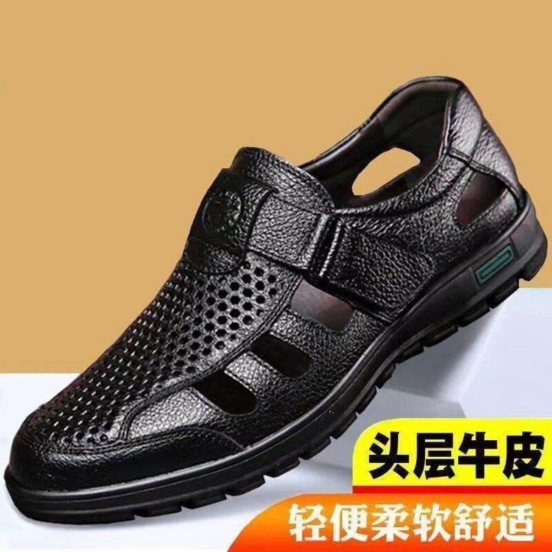 Sapatos casuais respiráveis masculinos sandálias de verão sapatos de couro sandálias de couro masculino antiderrapante o