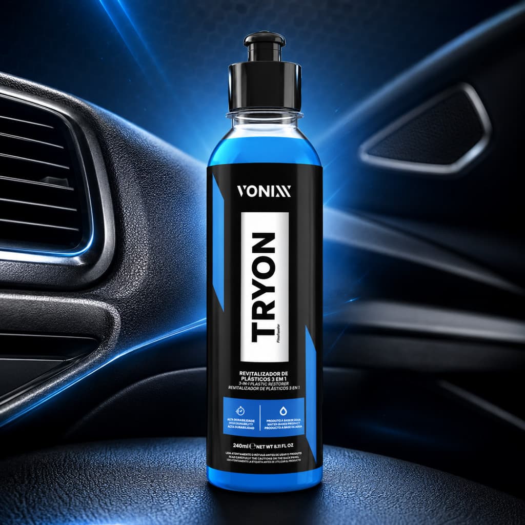 Vonixx Tryon 240mL - Renovador restaurador de plásticos e borrachas com SiO2, alta durabilidade e hidrorepelencia.