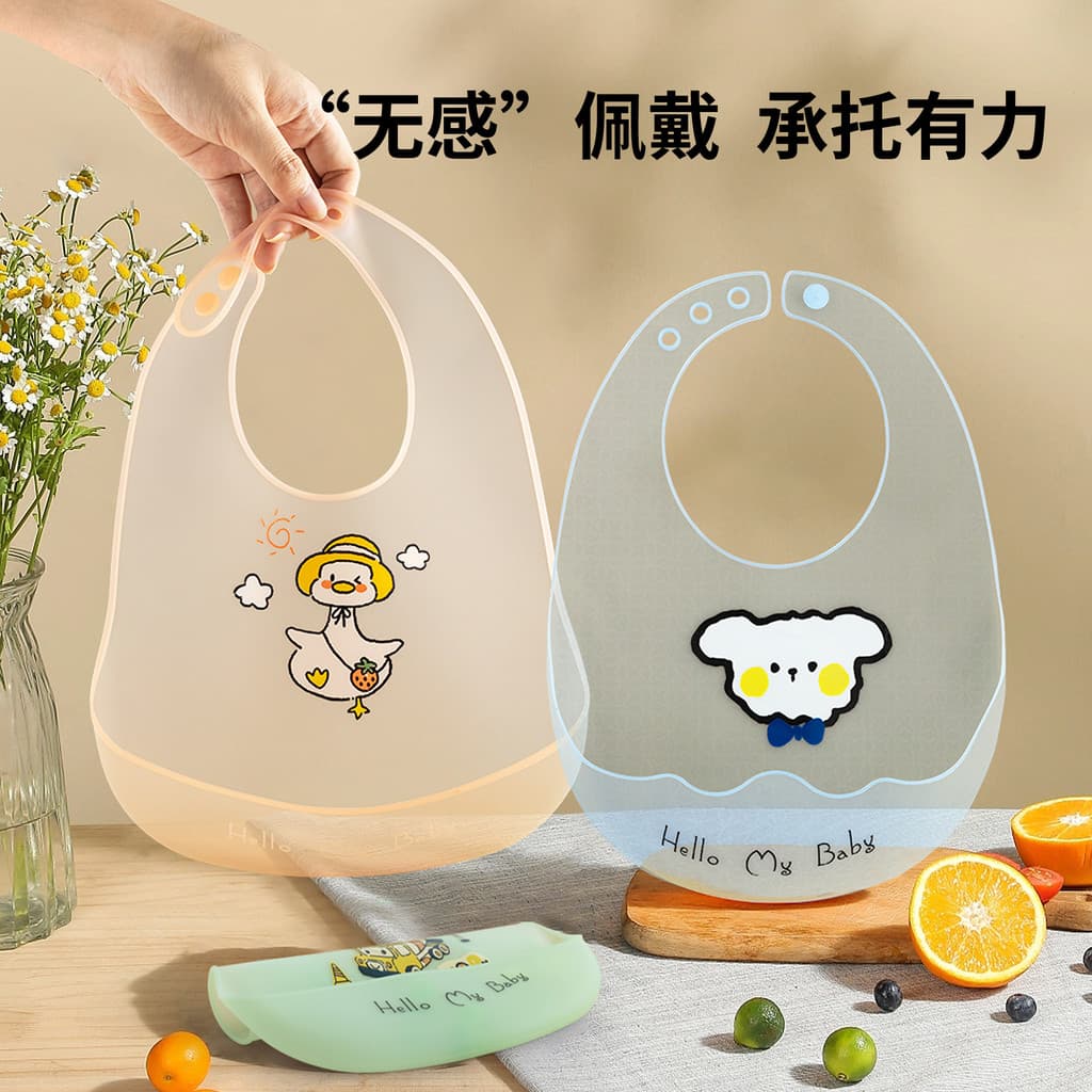 Babador de silicone para bebês, babador para alimentação infantil, babador para baba, babador leve e impermeável para cr