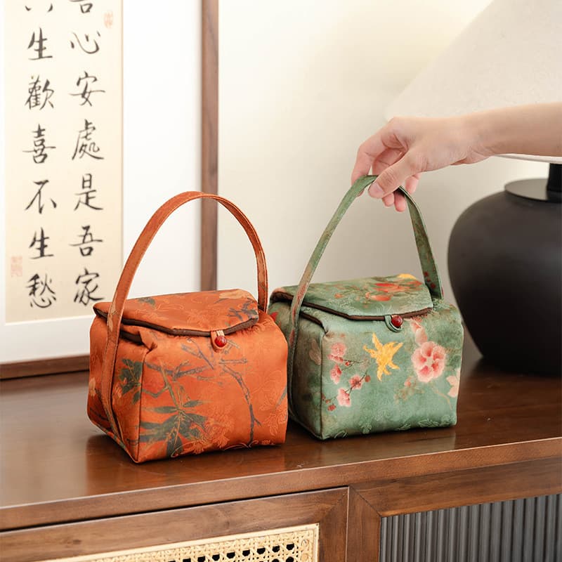 Conjunto de chá saco de armazenamento canção Jinxin estilo chinês saco de pano engrossado acolchoado bolsa conjunto de c