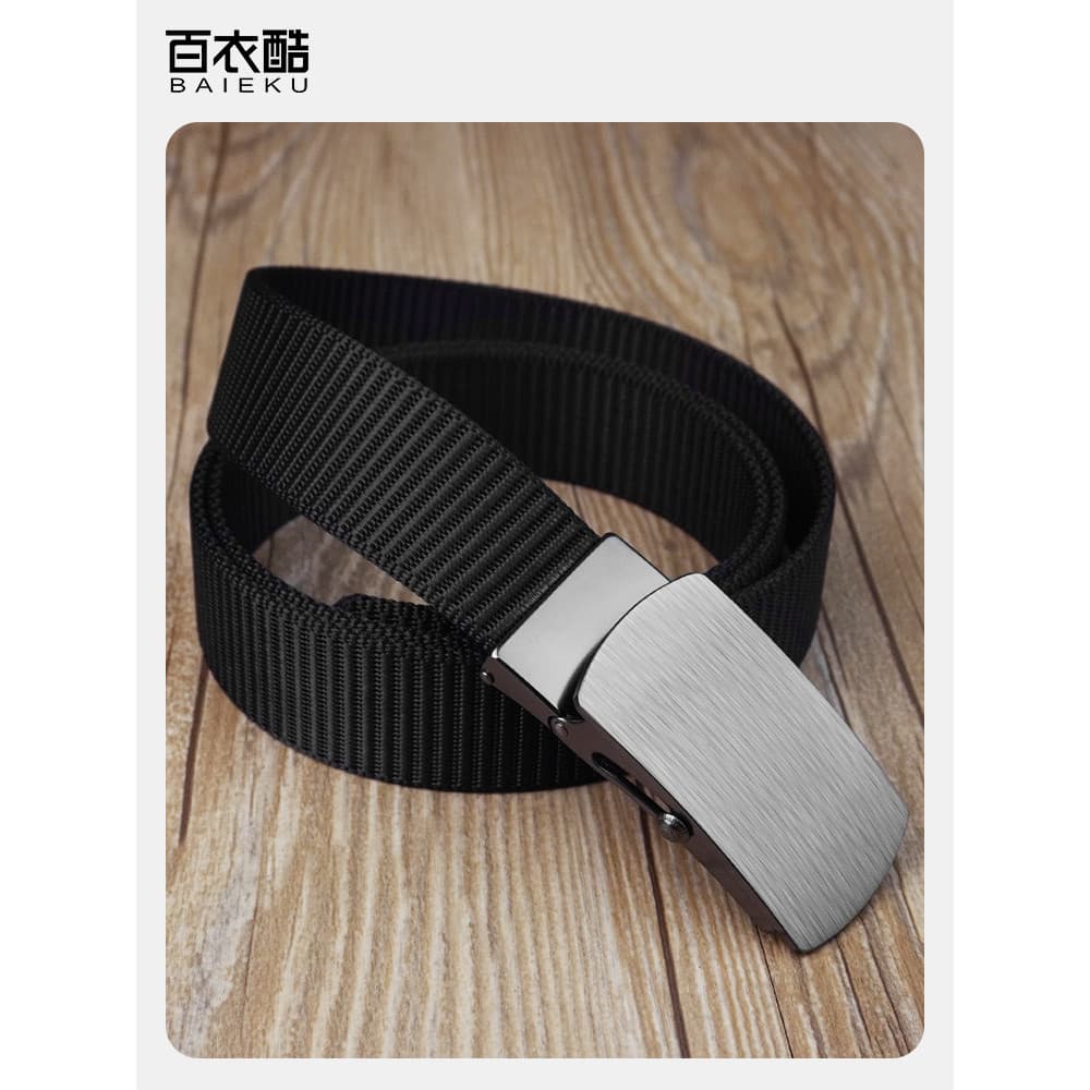 Baiyi legal cinto masculino antiquado rolo cinto fivela calças elásticas cinto Casual masculino cinto rolo náilon