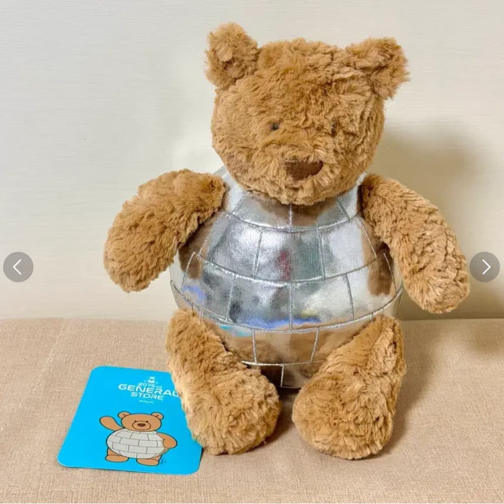 Coreia jellycat Flash bola de discoteca barugo urso boneca brinquedo de pelúcia urso de pelúcia boneca coração quente