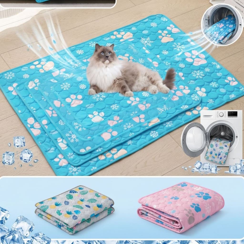 Tapete de resfriamento para cães e gatos, tapete antiderrapante respirável, pequeno e médio porte, verão aberto, camada
