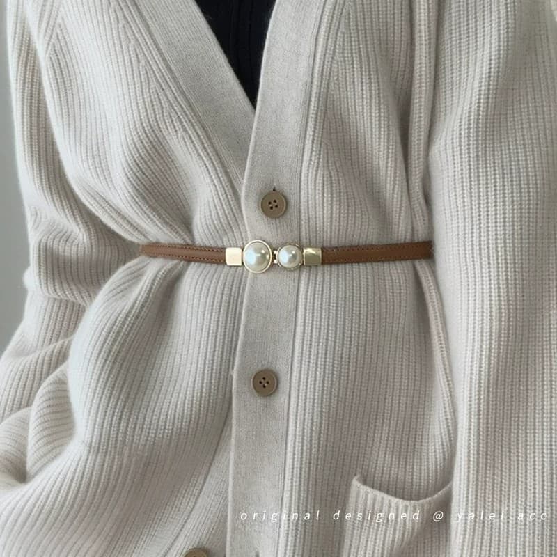 2026 novo estilo de qualidade pérola cinto fino feminino All-Match moda cinto do plutônio High-End cintura estreita ferr
