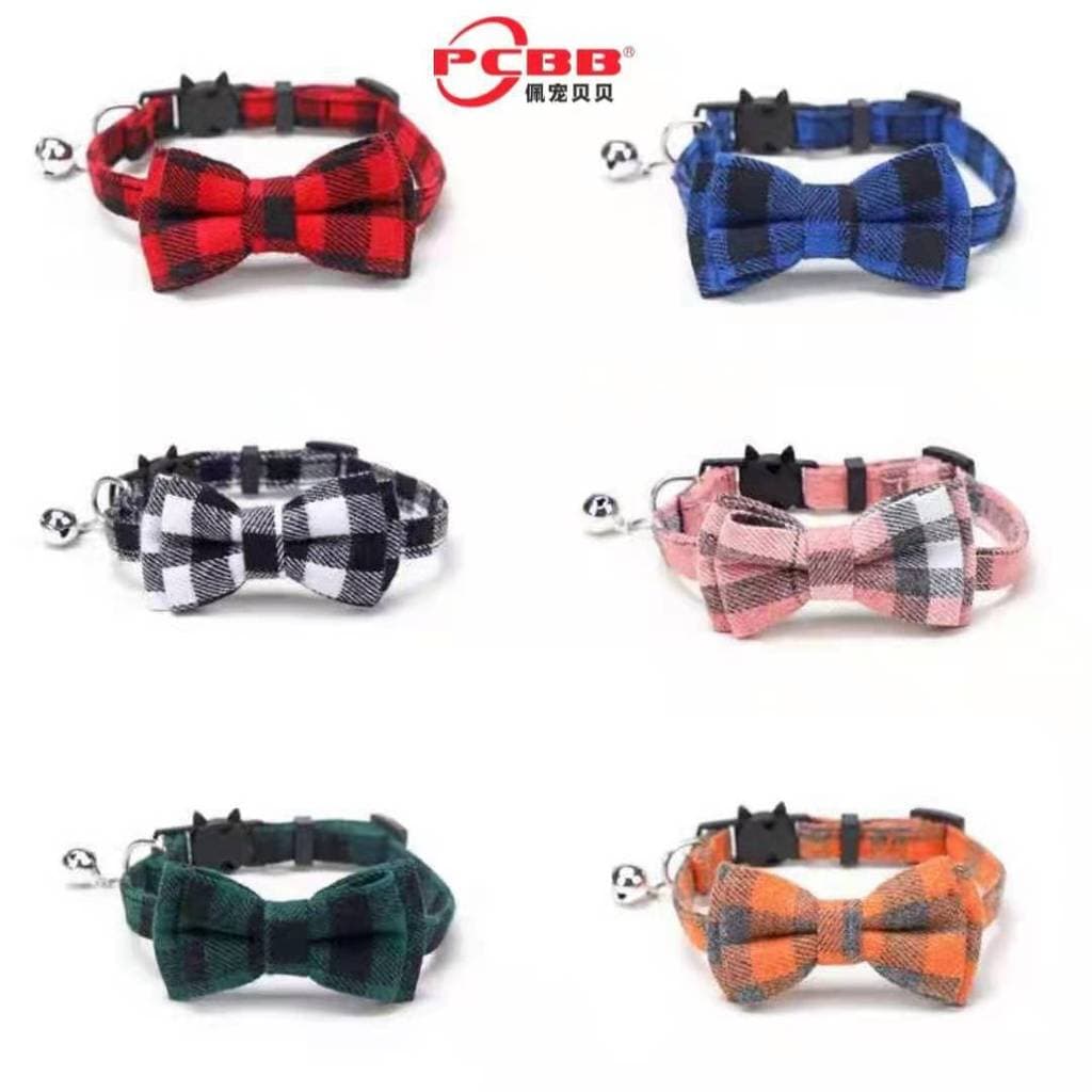 Novo britânico xadrez arco colar Pet sino colar remendo gato fivela estilo gato cão colar