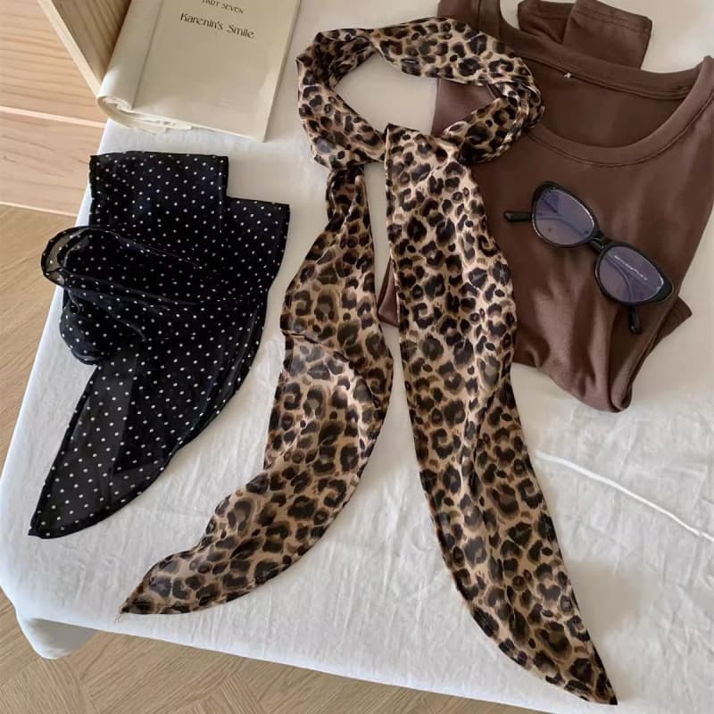 Puro desejo estilo Retro leopardo impressão bolinhas lenço de seda primavera All-Match moda cachecol nicho High-End sent