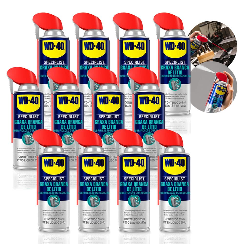 12 Wd-40 Specialist Graxa Branca De Lítio Lubrificante Spray 365ml