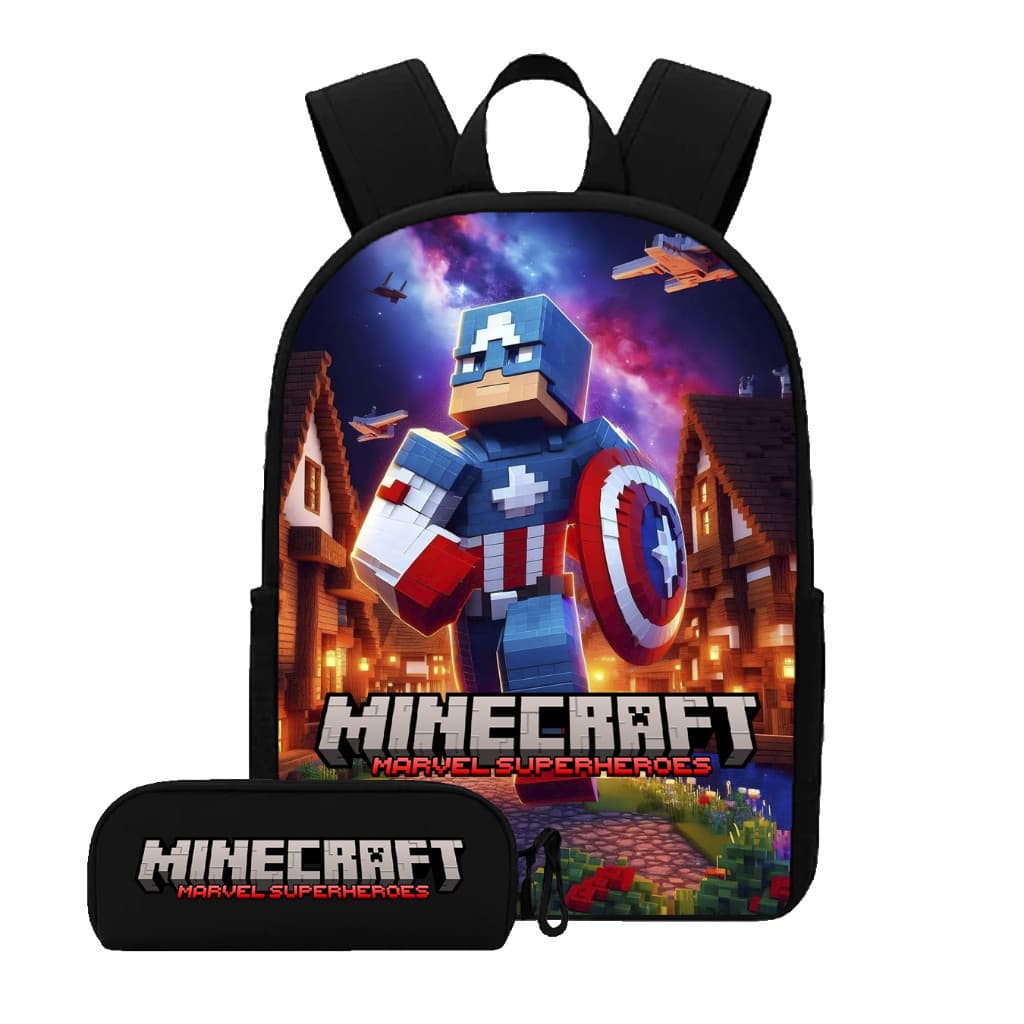 Kit Escolar Infantil Minecraft Mochila Espaçosa + Estojo Resistente