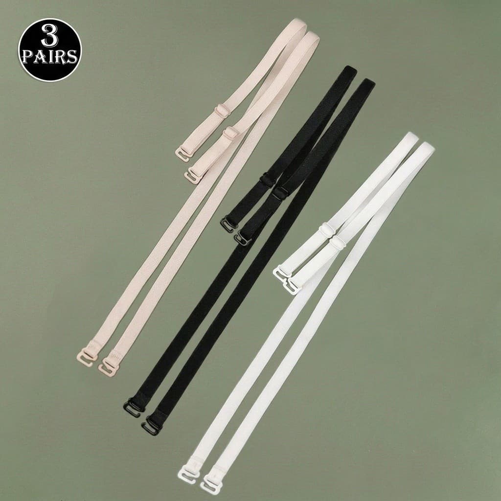 Alças de Sutiã Finas e Bonitas, 3 Pares/Conjunto, Alças de Ombro Finas Ajustáveis, Cordões Substituíveis Antiderrapantes
