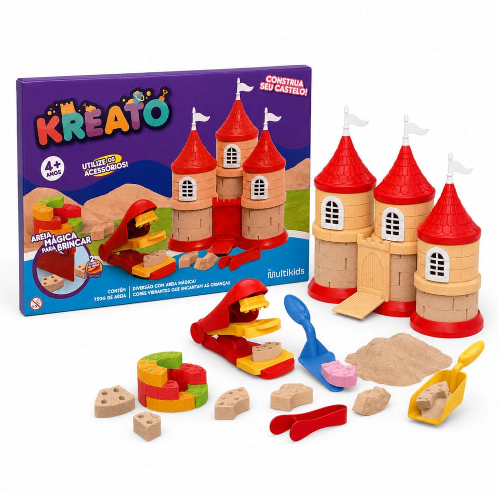 Areia Mágica Kreato Castelo Com 18 Acessórios - Multikids NB