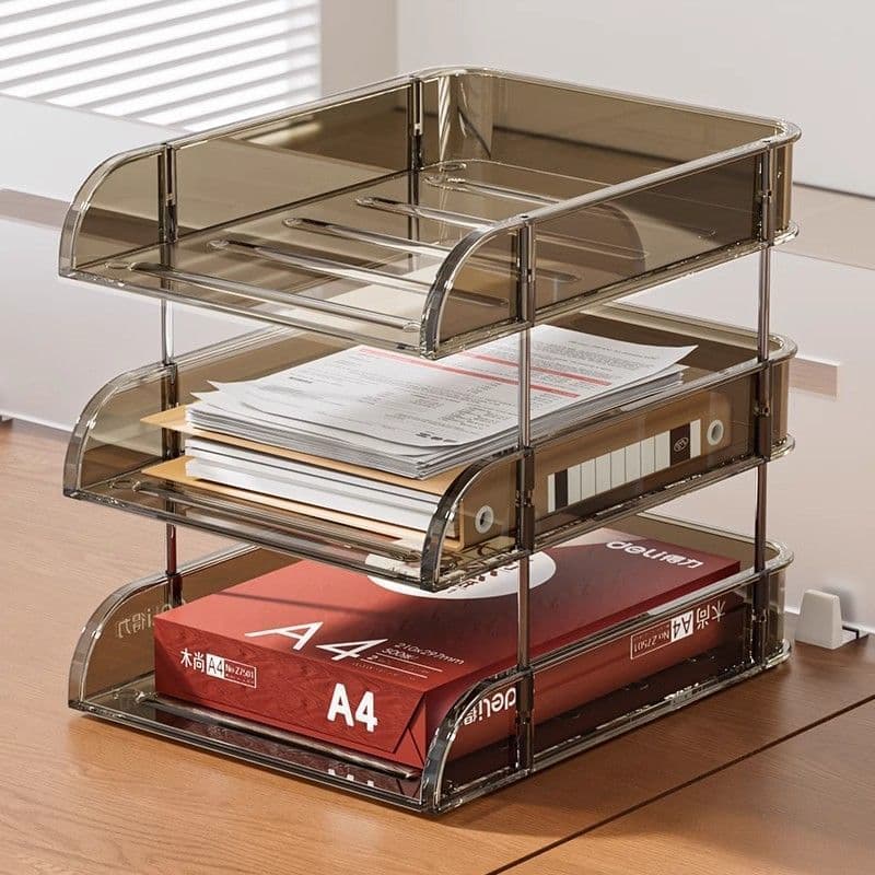 Rack de armazenamento de livros de arquivo de mesa de escritório transparente acrílico multifuncional