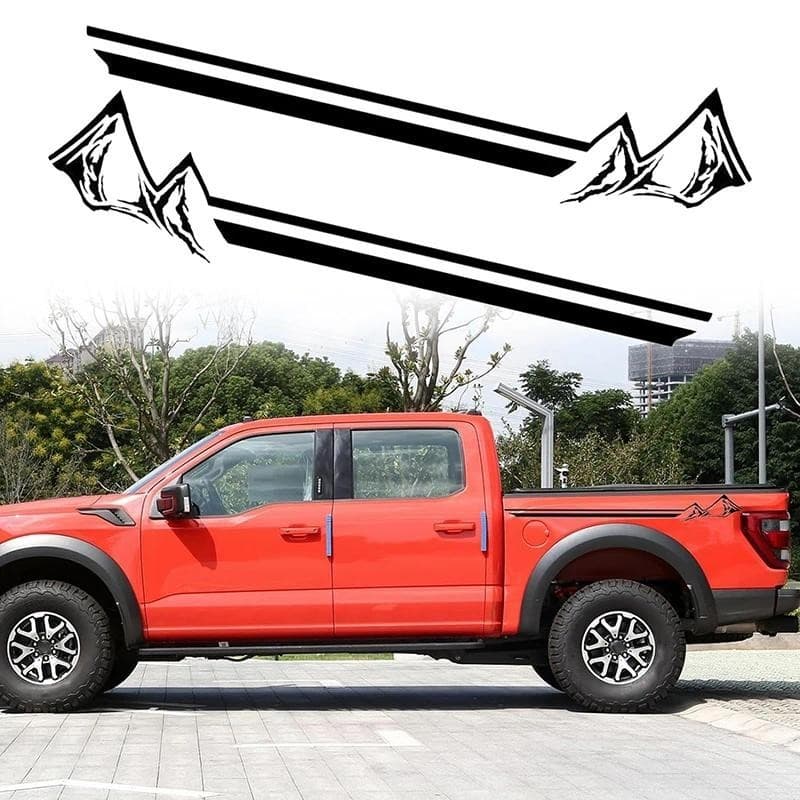 2 Peças Adesivos Laterais De Carro Com Gráficos De Montanha De Vinil À Prova D'água Para Carroceria Captador Acessórios