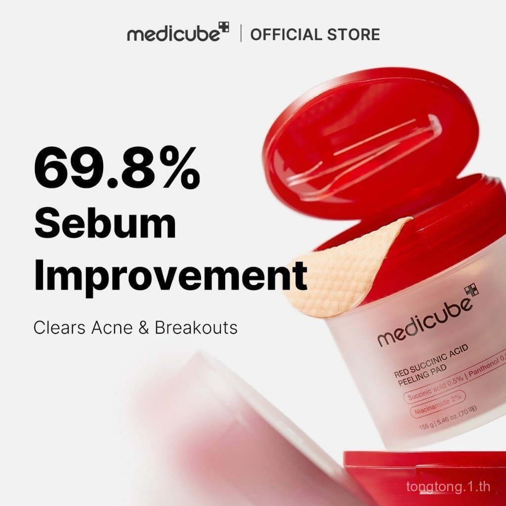 [Medicube] Discos Tonificantes de Ácido Succílico Vermelho 70 unidades |     Cuidado para Acne, Controle de Oleosidade,