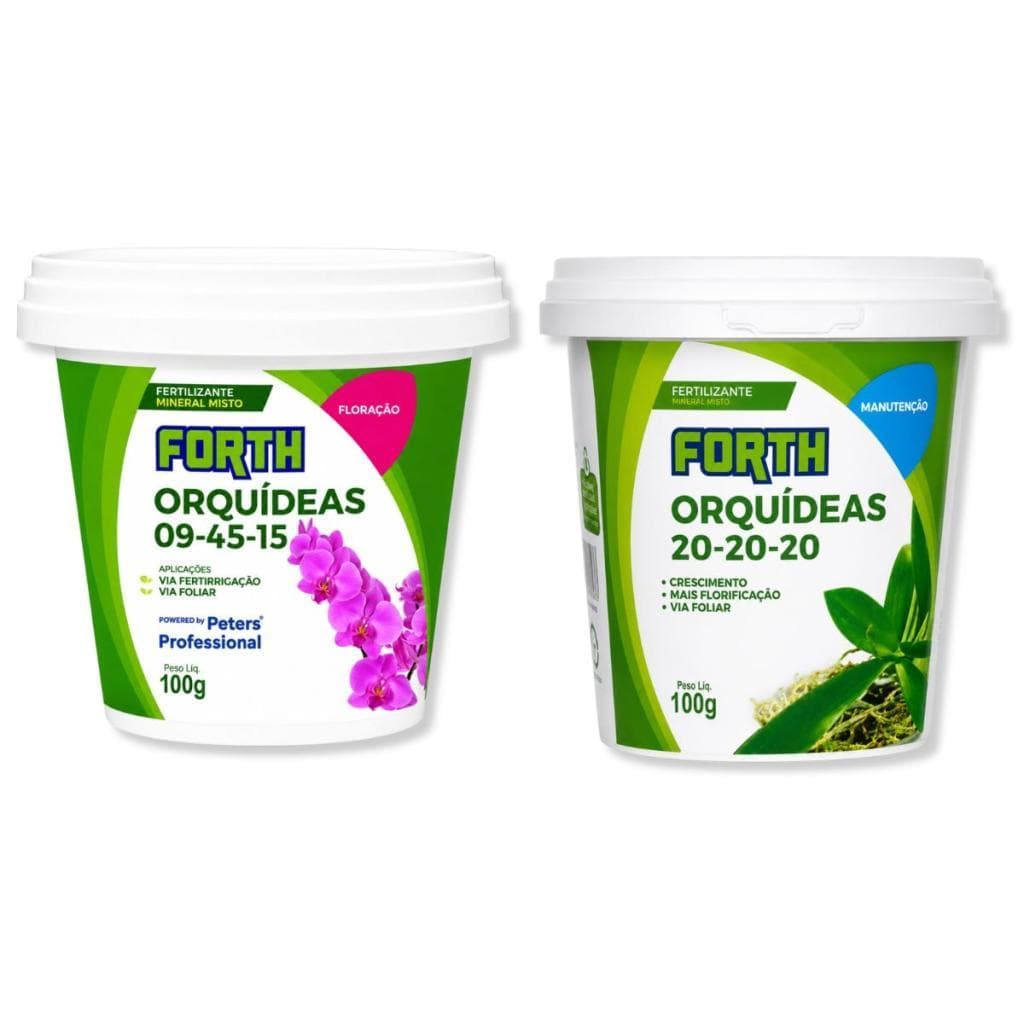 Kit Fertilizante Adubo para Orquídeas Ajuda a Floração + Fertilizante para Manutenção Balde 100g