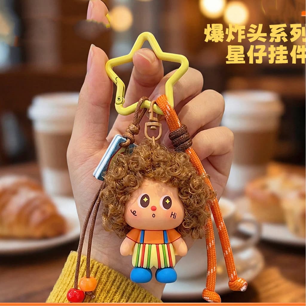 Estrela peluda saco pingente boneca presente de aniversário pequeno ornamento chaveiro de pelúcia menina