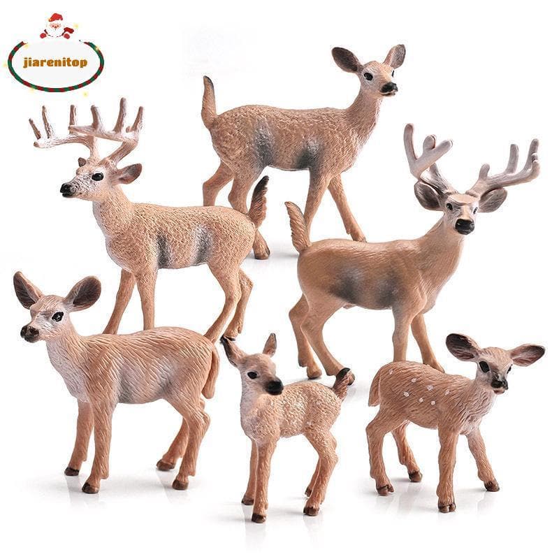 jiarenitop Deer Family Fox Figuras Em Miniatura Para Terrário Sika Ornament br
