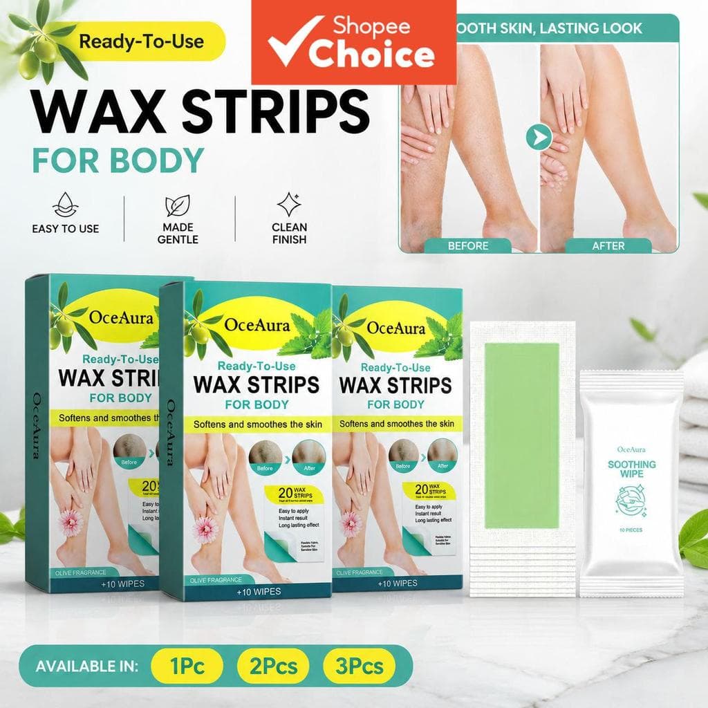 Tiras de Cera Depilatória Indolor 20 Unidades com Glicerina - Cera Microcristalina para Remoção Suave de Pelos do Corpo