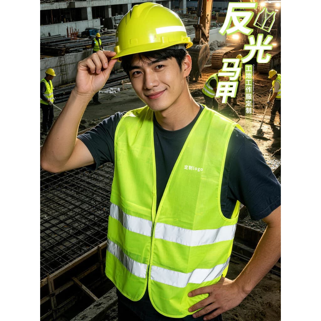 Colete reflexivo colete fluorescente verde canteiro de obras proteção de segurança Workwear listrado Ref