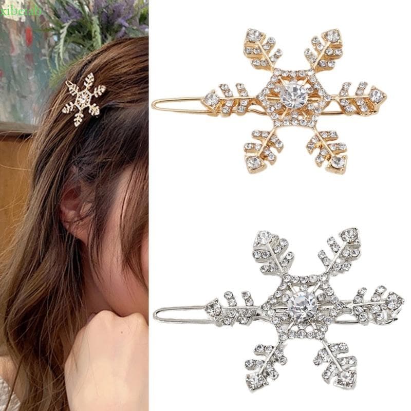 xibeiab 2 Pacotes Lindos Strass Floco Neve Grampo Cabelo Minimalista Presilhas