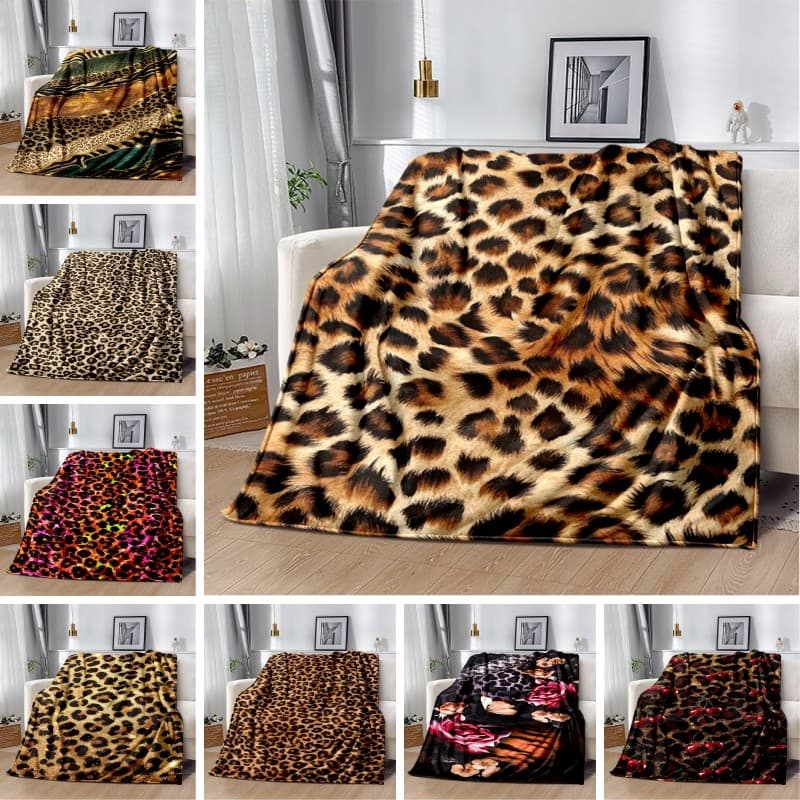Cobertor Personalizado Com Estampa De Leopardo , Flanela Macia , Não Derramamento , Dobrável , Presente Para Sofá E Carr