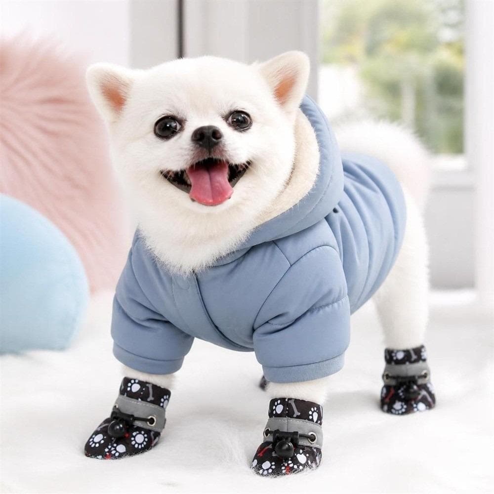 SUER1YE 4 Peças De Sapatos Para Animais De Estimação , De Pelúcia Grossos Cães De Inverno , Calçados Quentes Antiderrapa